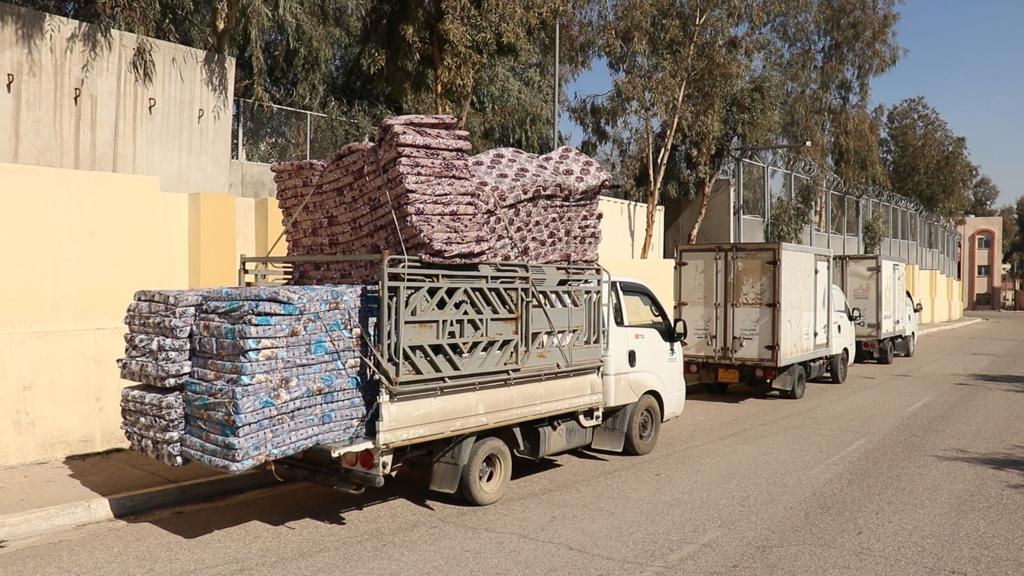 فزعة النجيفي تطلق قافلة مساعدات الى تركيا