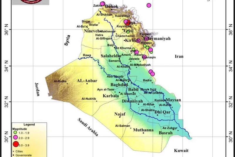 العراق يسجل 23 هزة ارضية في غضون 9 أيام